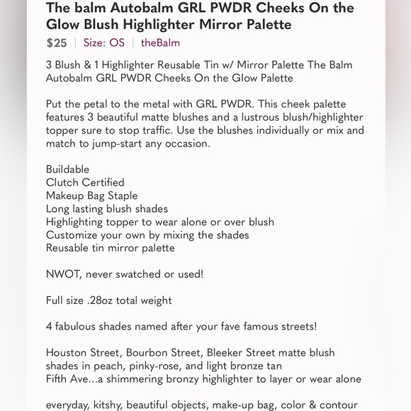 THEBALM COSMETICS AUTOBALM GRL PWDR! Cheeks On the Go! Blush & Highlight PALLET - Picture 12 of 16